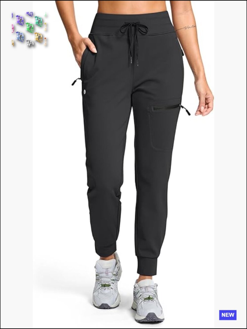 Fleece Lined Joggers Hiking Pants 4 Zipper Pockets Water Resistant Winter